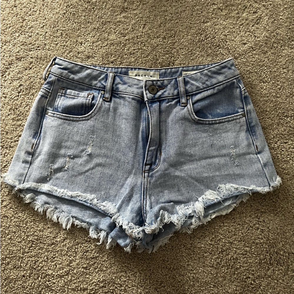 PacSun High Rise Festival Short Jean Distressed Frayed Hem